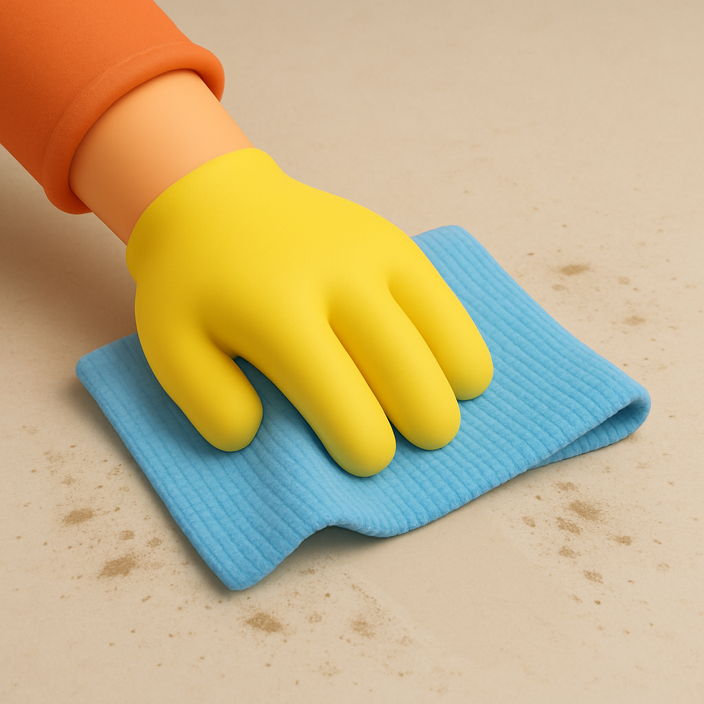 Sponge wiping a surface clean